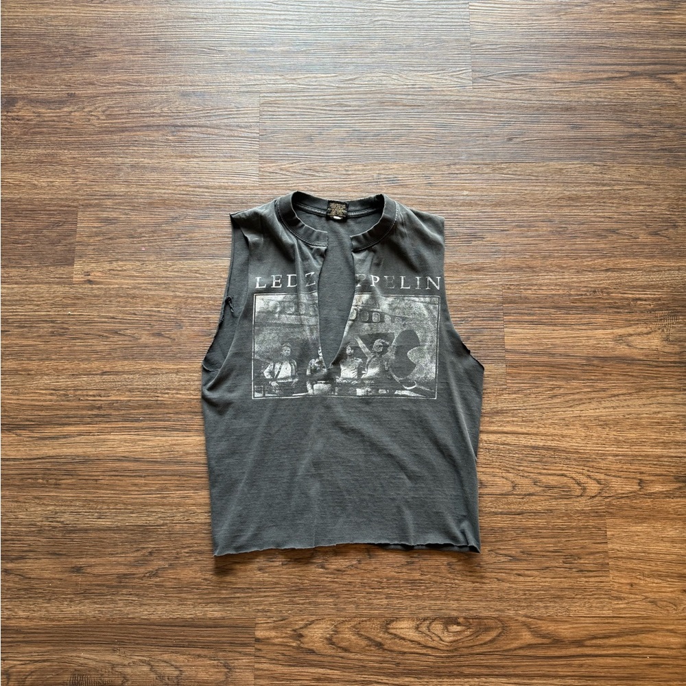 Vintage Led Zeppelin sleeveless ripped distressed band top